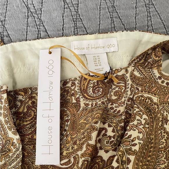 NWT House Of Harlow 1960 Mustard Paisley Country Western Romper W Belt Size 12 - Picture 6 of 8